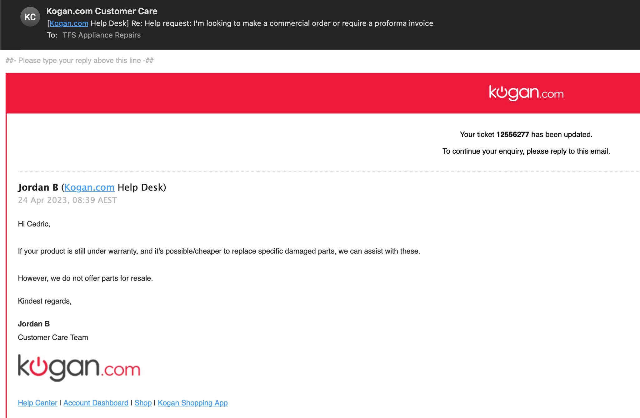 Kogan TFS Appliance Repairs